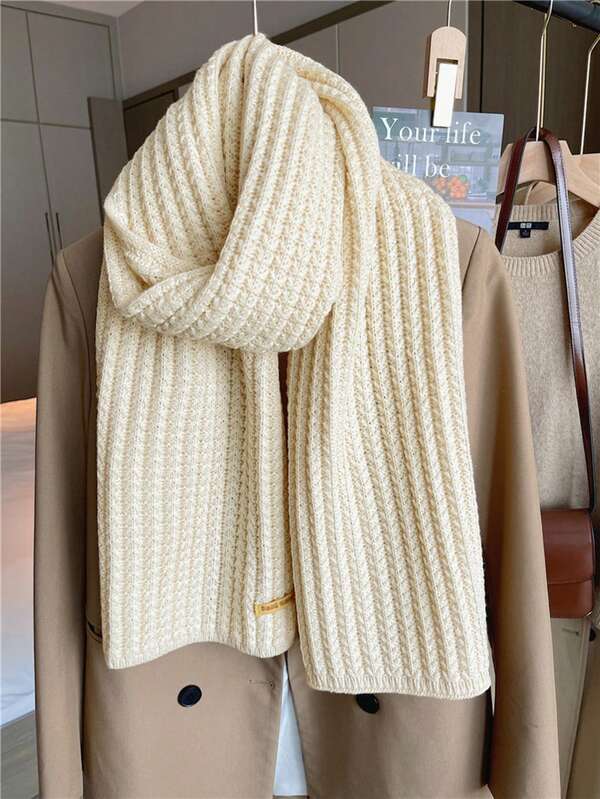 Solid Knitted Thick Wool Scarf