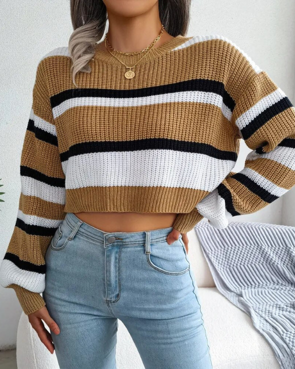 Vintage striped cropped sweater