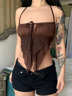 Brown Backless Tops